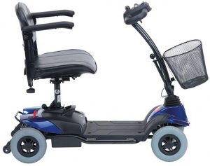 Lightweight mobility scooter in sapphire blue