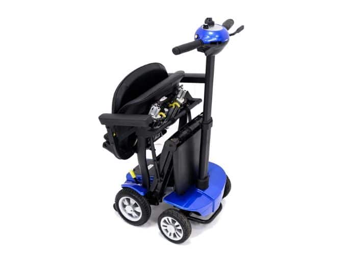 Globe Trotter - Folded Globe Trotter mobility scooter in capri blue fully folded