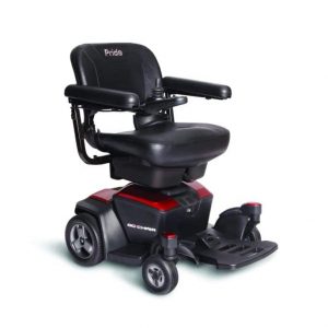 The pride Go powered wheelchair in ruby red