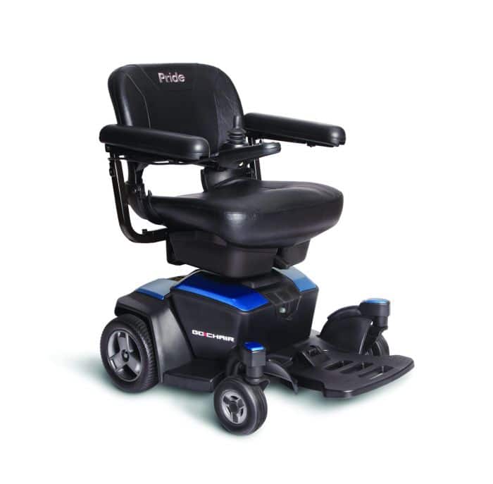 Pride Go Powerchair The pride Go powered wheelchair in Sapphire Blue