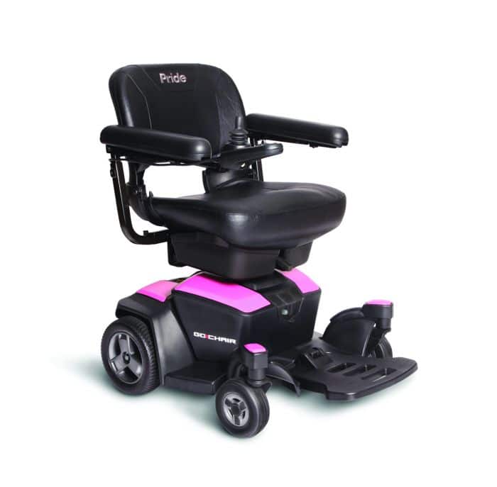Pride Go Powerchair The pride Go powered wheelchair in Rose Quartz